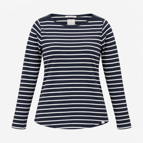 Top Navy Cream Breton Stripe Cotton Stretch Boat N