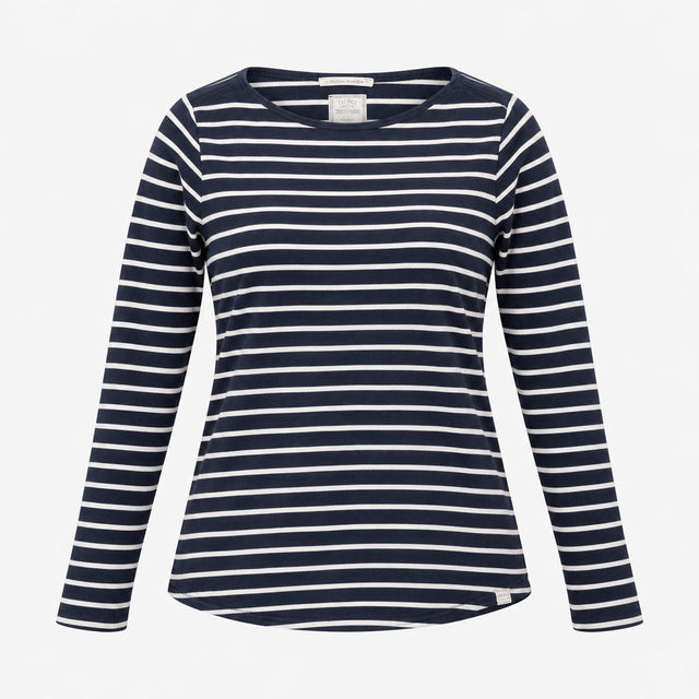 Top Navy Cream Breton Stripe Cotton Stretch Boat N