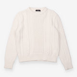 Ivory Cable Knit Crew Neck Sweater