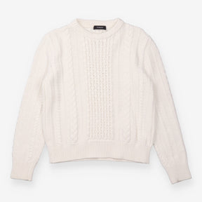 Ivory Cable Knit Crew Neck Sweater
