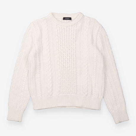 Ivory Cable Knit Crew Neck Sweater