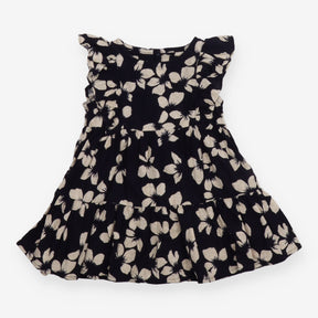 Dress Sleeveless Frill Navy White Flowers