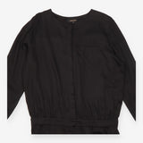 Long Sleeve Button Front Viscose Jumpsuit Black