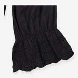 Cotton Blouse Black Embroidered Statement Collar