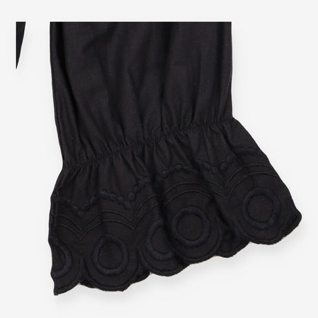 Cotton Blouse Black Embroidered Statement Collar