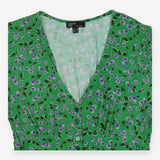 Maxi Dress Green Purple Berry Print Button Front