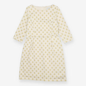 Boden Cream Gold Polka Dot Structured Midi Dress