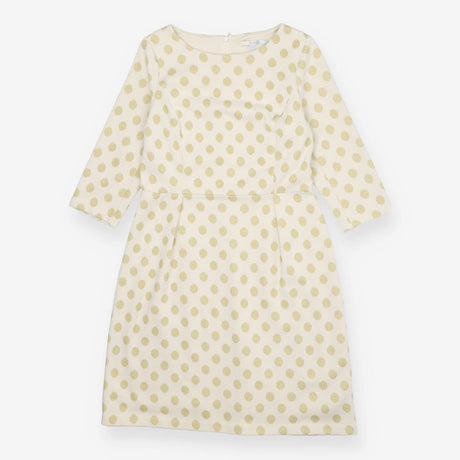 Boden Cream Gold Polka Dot Structured Midi Dress