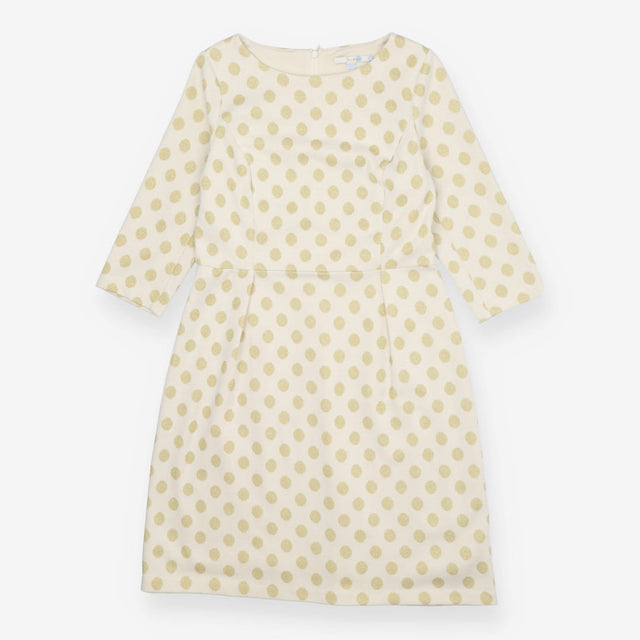 Boden Cream Gold Polka Dot Structured Midi Dress