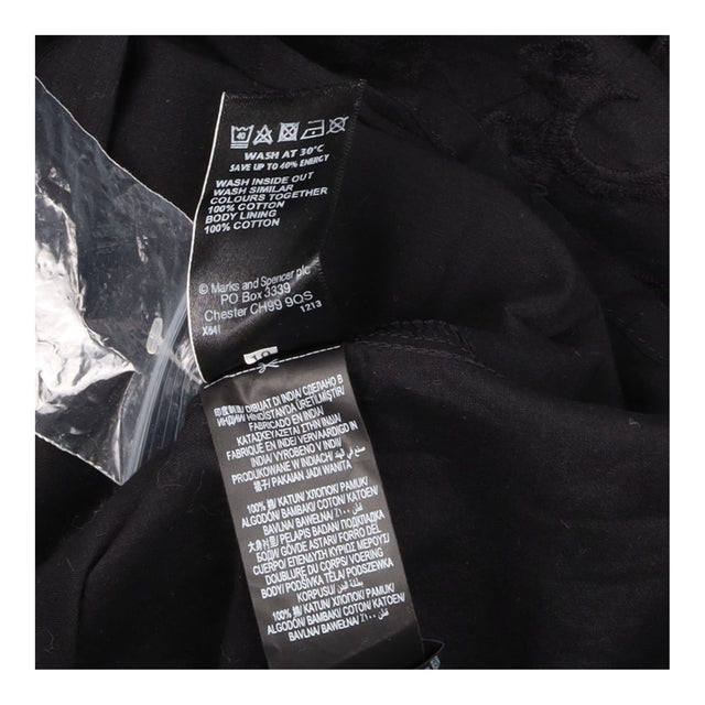 Black 100% Cotton Floral Embroidered Scalloped Hem