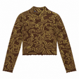 Long Sleeve Top Brown Mustard Paisley Jacquard Hig