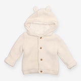 White Knit Hooded Cardigan with Ears