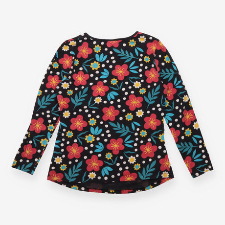 Top organic maternity nursing floral print navy