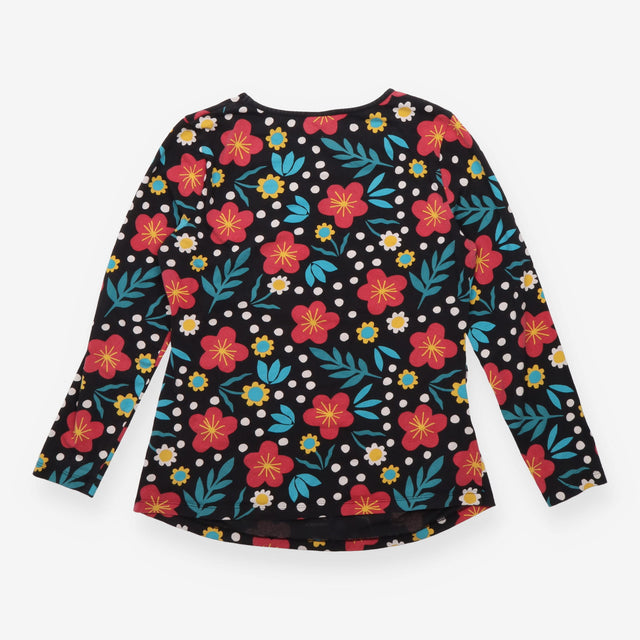 Top organic maternity nursing floral print navy