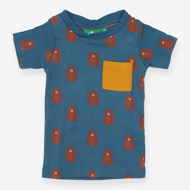 T-shirt blue bear with yellow pocket