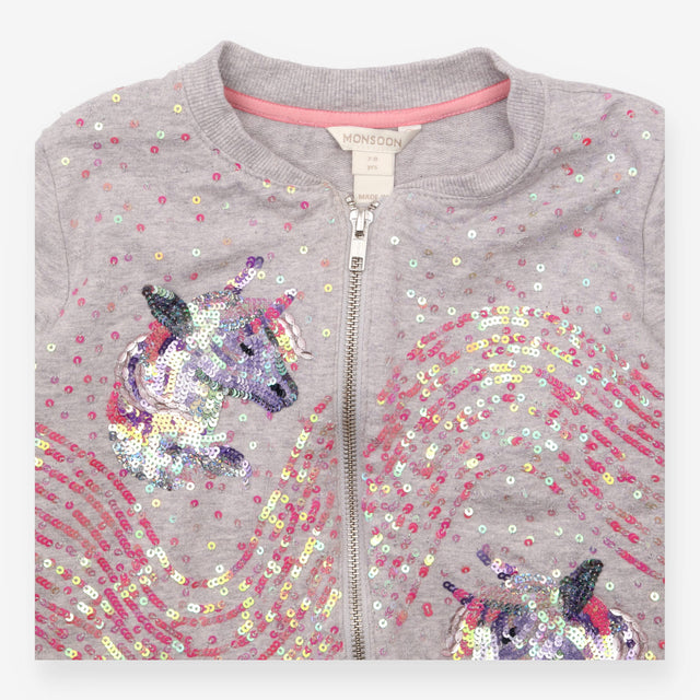 Jacket grey sequins unicorn