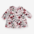 Dress Jersey LS cream burgundy flowers 