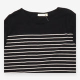 Maternity Dress Black Cream Stripe Long Sleeve Poc