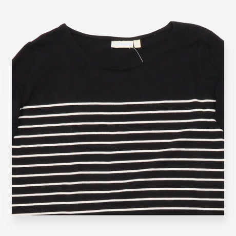 Maternity Dress Black Cream Stripe Long Sleeve Poc