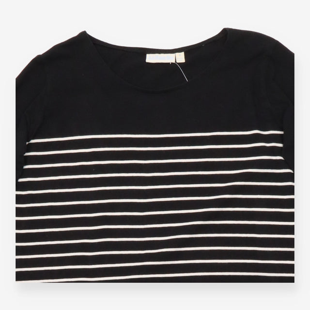 Maternity Dress Black Cream Stripe Long Sleeve Poc