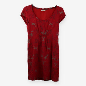 Red horses cross stitch dress