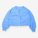 Cardigan Bright Blue Wool Alpaca Blend Gold Button