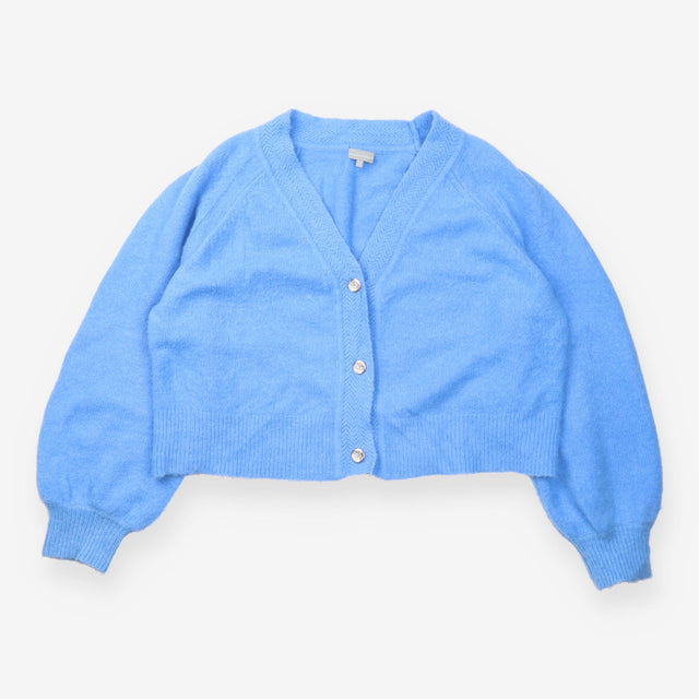 Cardigan Bright Blue Wool Alpaca Blend Gold Button