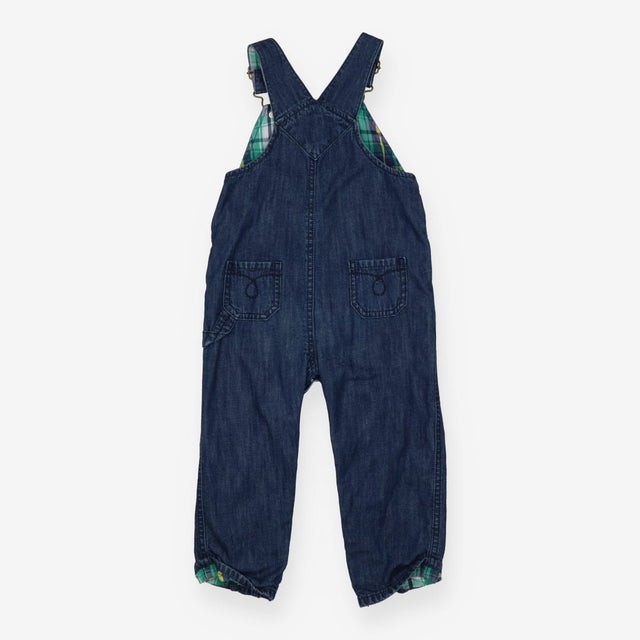 Blue Denim Dungarees Tartan Lining