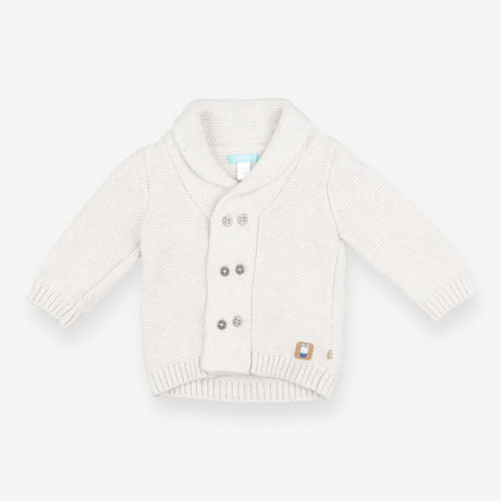 Grey Knit Collared Cardigan