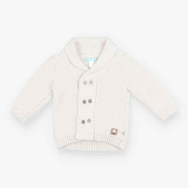 Grey Knit Collared Cardigan