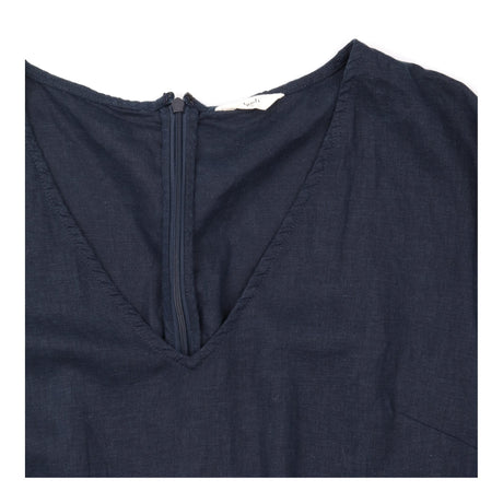 Playsuit Linen Blend Short Sleeve V-Neck Navy