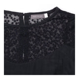 Silk Blouse Black Star Lace Yoke Short Sleeve