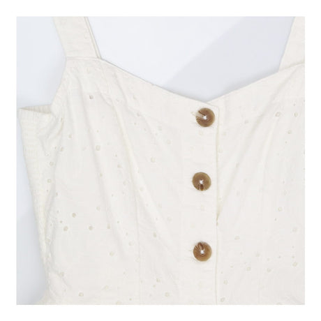White Broderie Anglaise Cotton Button Sundress