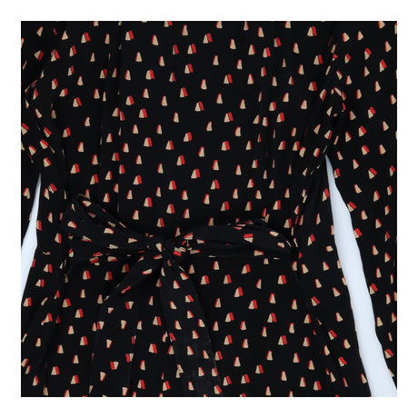 Black triangle geo print sheer shirt dress