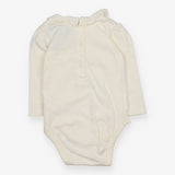 White long sleeve bodysuit frill collar with flowe