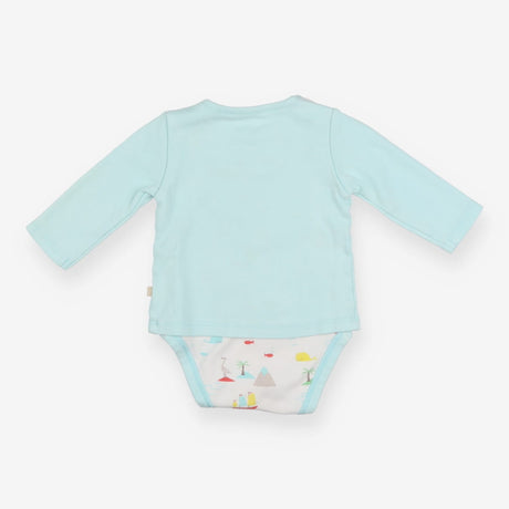 Bodysuit long sleeve blue sun with bird