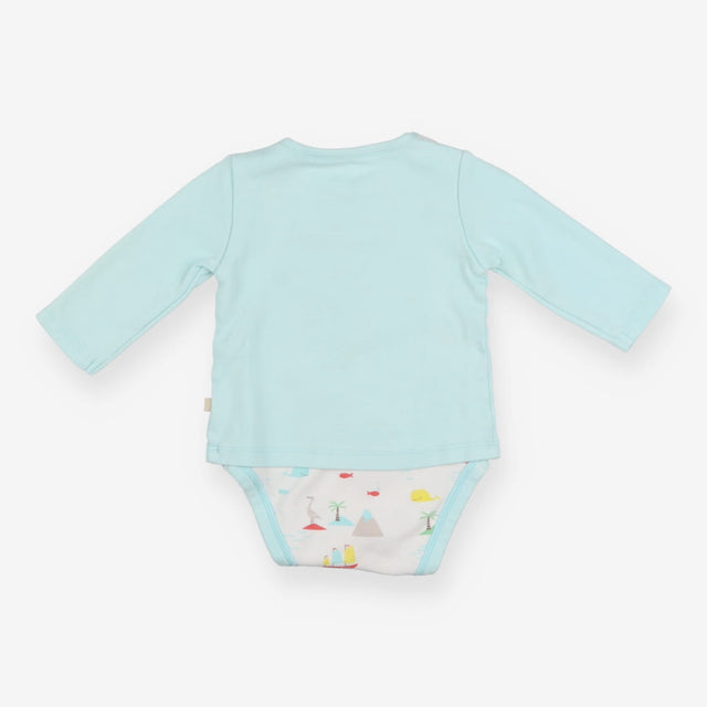 Bodysuit long sleeve blue sun with bird