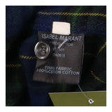 Shirt Blue Green Tartan Check Cotton Ruffle Trim