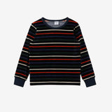 Long Sleeve Velour Striped Top Sapphire