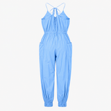 Jumpsuit Blue Wide Leg Drawstring Cami