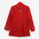 Dark Red Belted Tailored Trench Coat