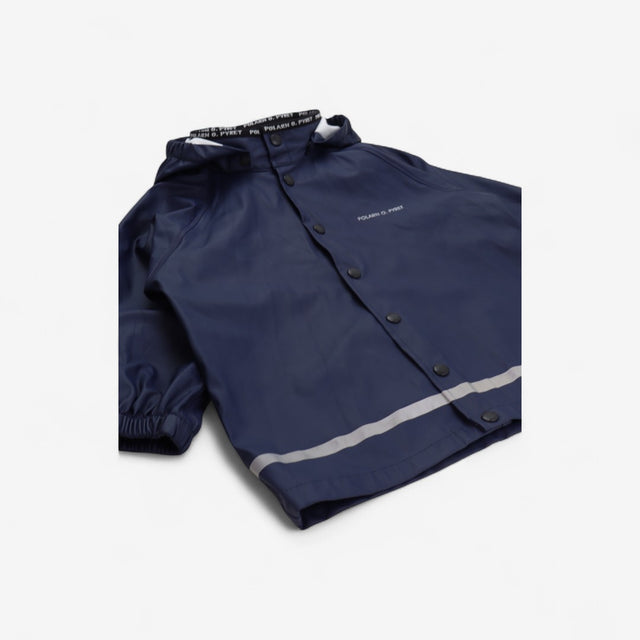 Rain Coat Navy with Detachable Hood