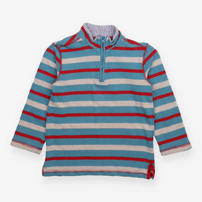 Sweater quarter zip blue red grey stripe