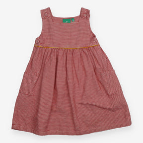 Red Striped Pinafore Dress