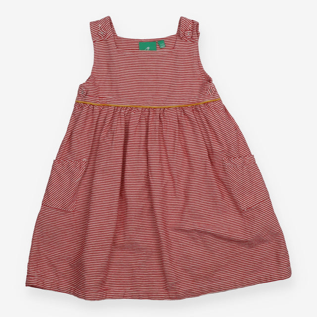 Red Striped Pinafore Dress