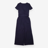 Jumpsuit Short Sleeve Wrap Front Tie Waist Navy