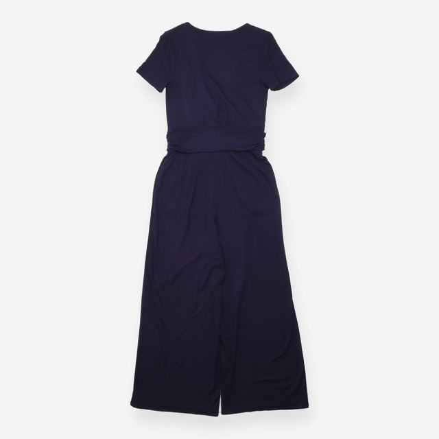Jumpsuit Short Sleeve Wrap Front Tie Waist Navy