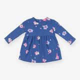 Blue Flower Long Sleeve Dress