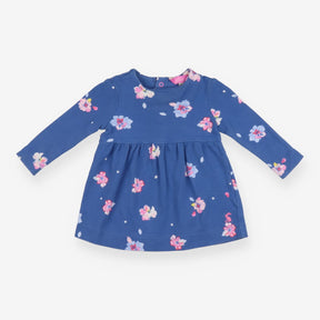 Blue Flower Long Sleeve Dress