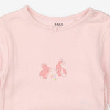 Sleepsuit Pink Pointelle Bunnies